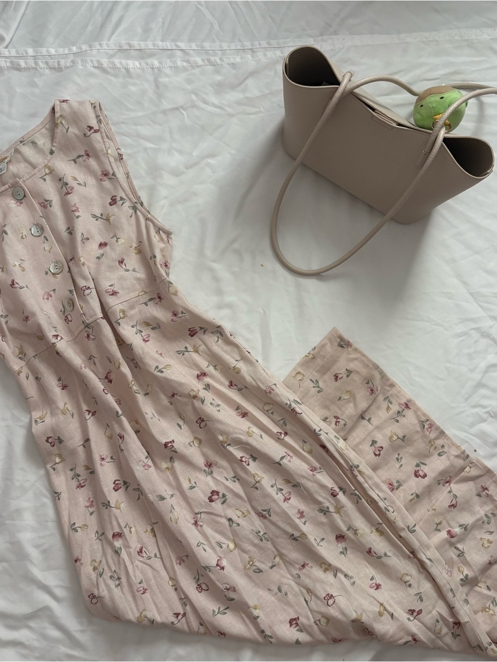American Vintage Pale Pink Floral Midi Dress